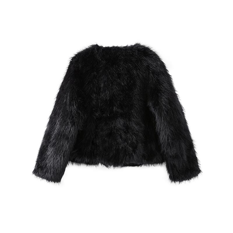 2024 Women Winter Fashion New Faux Fox Fur Coat Metal Button Thickened Warm Tops