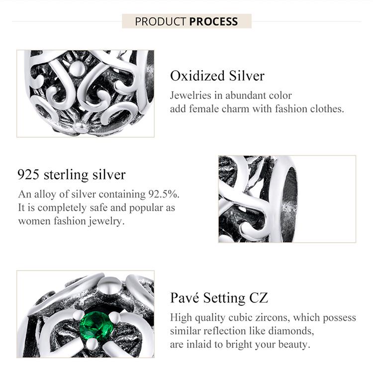 WOSTU 100% 925 Sterling Silver Wrap-Around Filigree Charms Fit Bracelets Silver Jewelry Making