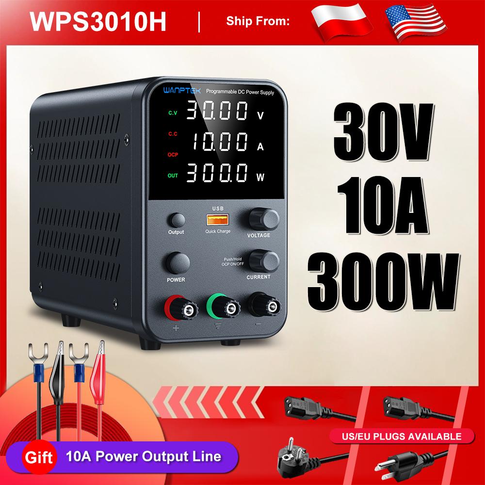 Wanptek DC Lab Power Supply 30V 10A  60V 5A  Adjustable Voltage Regulator Preset Voltage Current Dual Input Voltage 220V/110V