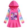 Kpop Demon Hunter Girls' Ruffle Rainbow Hooded Dress - Long Sleeve Princess Style