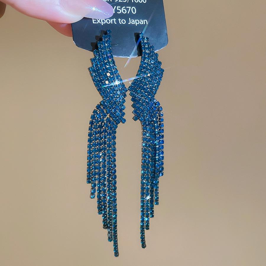 Silver Needle French Court Style Blue Flower Zircon Earrings Light Luxury High-end Stud Earrings Exquisite Niche Earrings