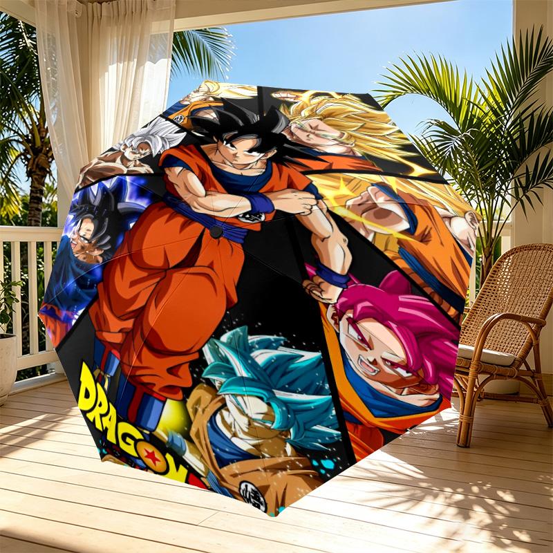 Dragon Ball Print Automatic Open Close Umbrella, Portable Foldable Umbrella, for Outdoor Commute Camping Trip, Ideal Birthday Gift