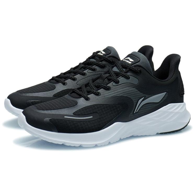 Li Ning Textile, TPU Low Top Casual Running Shoes Men's Black White ARSR045-1