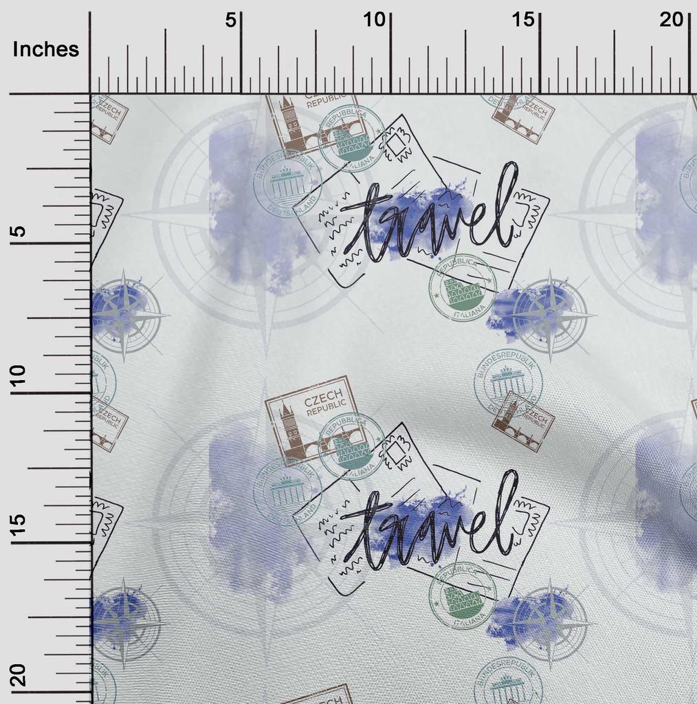 oneOone Cotton Flex Mint Green Fabric Stamps & Direction Compass Travel Diy Clothing Quilting Fabric Print Fabric By Yard 40 Inch