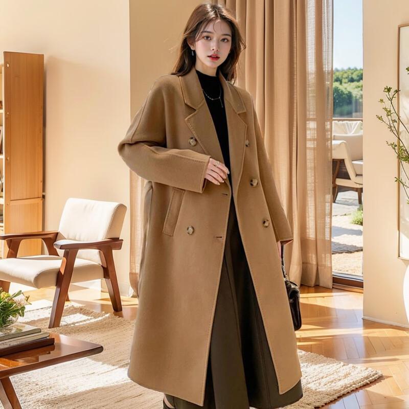 MOKANA Elegant Women's Double-Faced Wool Long Coat MKNJD3002