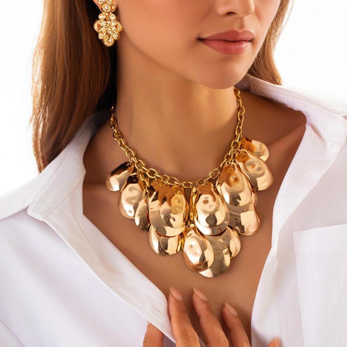 

Элегантное металлическое ожерелье-подвеска в виде капли воды с многослойной круглой цепочкой для ключицы неправильной формы - Новинка