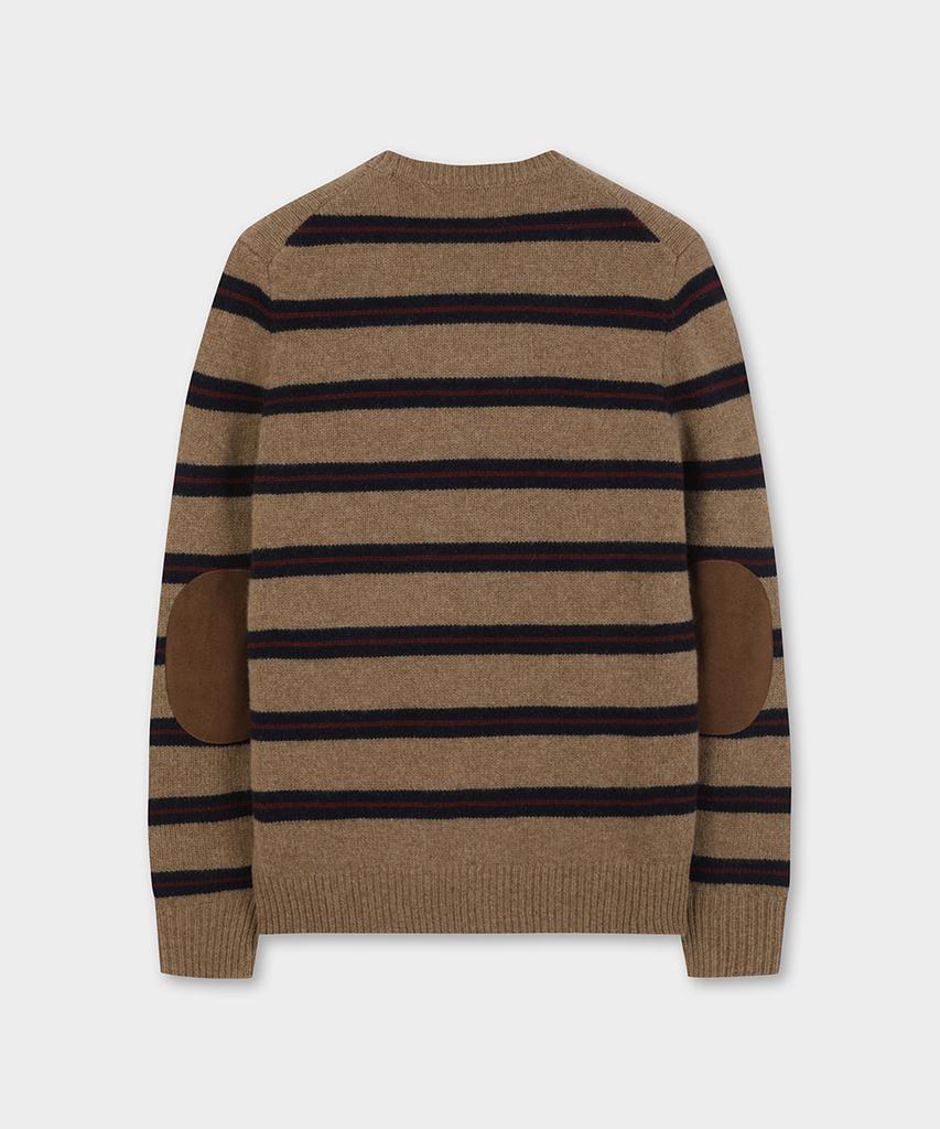 BROOKS BROTHERS Lambswool Belted Jersey Striped Sweater (Brown) (Bbwrmm38824Ew)