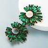 Flower Shaped Alloy Earrings With Colorful Water Drill For Evening Wear And Party Accessory