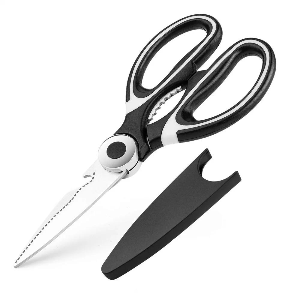 

Кухонные ножницы с чехлом, прочные, из нержавеющей стали, многоцелевые, острые ножницы для курицы, птицы, рыбы, мяса, кухонные принадлежности