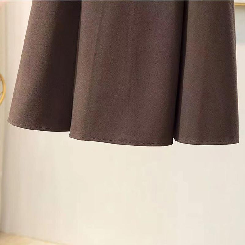 Halblanger Wollrock für Damen im Herbst und Winter, einfarbiger A-Linien-Rock