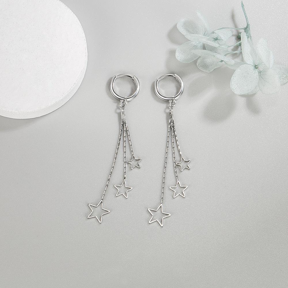 Fashion Star Tassels with Three-star Temperament Are Versatile and Make the Face Look Slimmer Earrings
