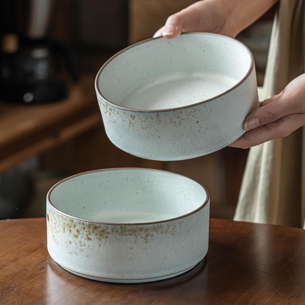 Salad Bowl Straight Bowl Household Ceramic Tableware Bowl Personal Rice Bowl Restaurant Hotel Japanese Noodle Bowl