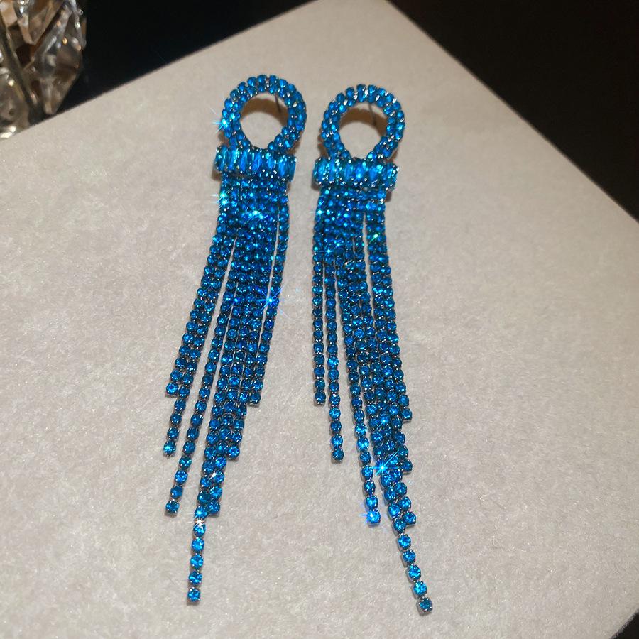 Silver Needle French Court Style Blue Flower Zircon Earrings Light Luxury High-end Stud Earrings Exquisite Niche Earrings