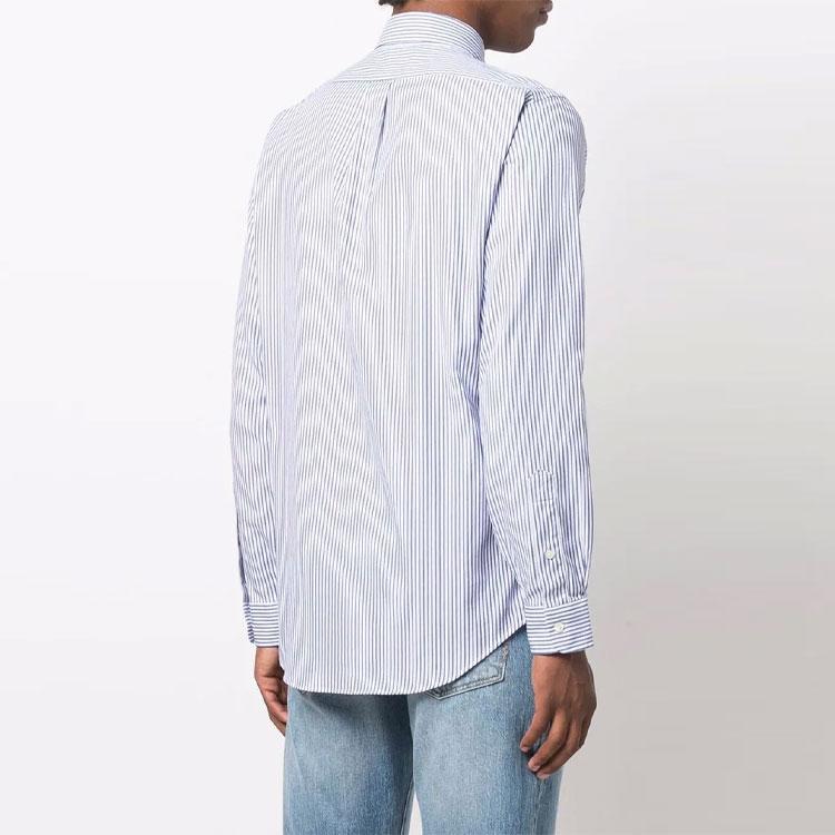 Polo Ralph Lauren FW21 Logo Embroidered Striped Shirt Men shirts Blue 710815634001-001