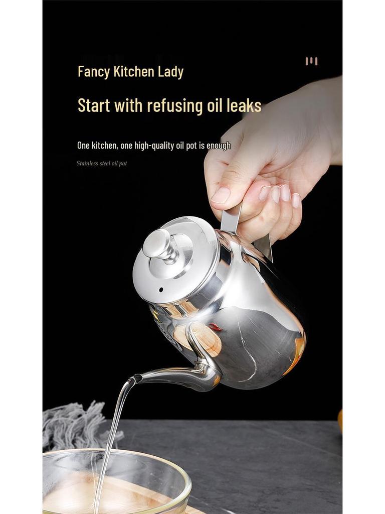 Stainless Steel Oil & Vinegar Pot with Lid for Kitchen & Restaurant Use