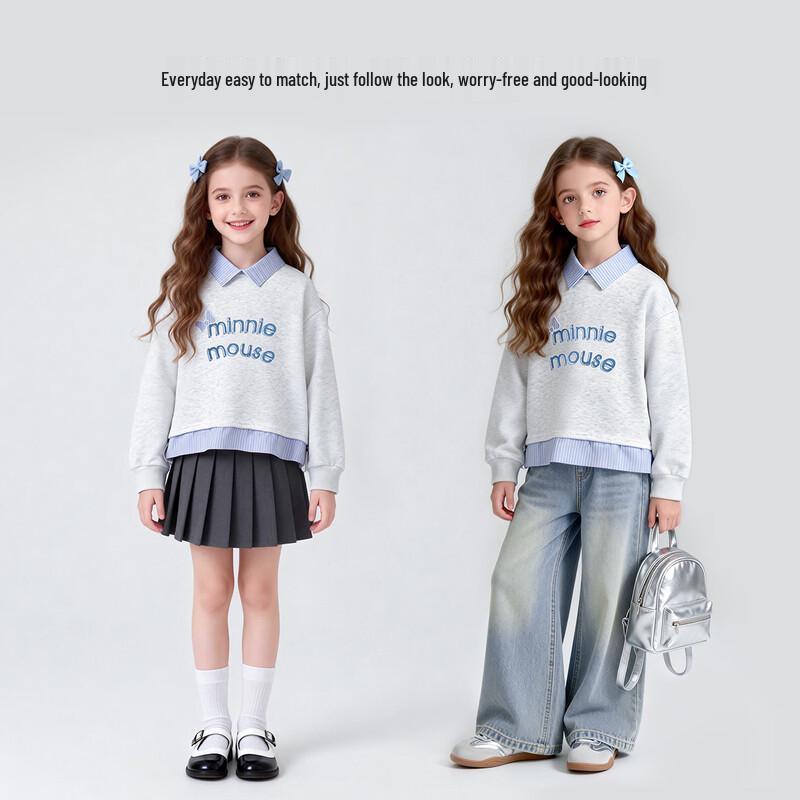 Disney Girls' Faux Layered Preppy Sweatshirt