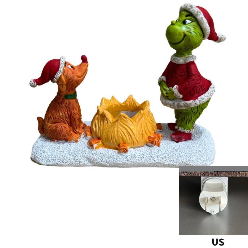 Night Christmas Light Wall Bedside Lamp Resin Green Monster Decor Holiday