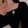 Fashion Green Yellow Leaves Flower Bouquet Wheat Ear Brooch for Women Creative Rhinestone Pin Suit Clothing Jewelry Accessories