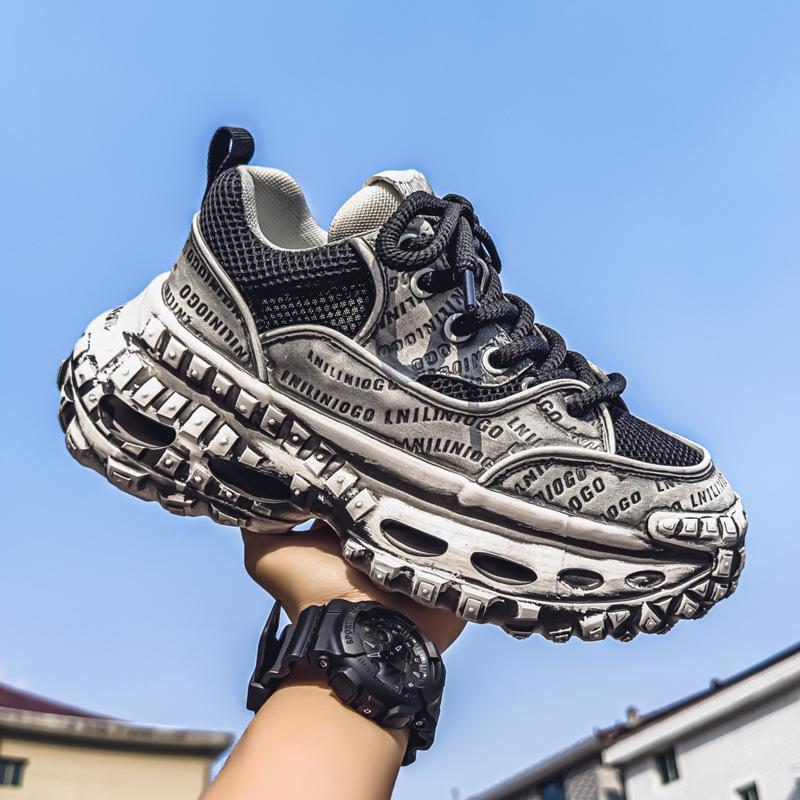 Shoes summer new youth thick-soled heightening sports casual shoes outdoor breathable mesh dad shoes