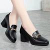 New British Style Soft Leather Women'S Single Shoes For Spring Autumn Metal Decoration Trend Square Heel Luxury Women'S Shoes