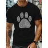 European Sizes Men's  Fingerprint Paw Print T-Shirt - Sweat-Wicking Quick-Dry Fabric, Freedom of Movement, Casual & Gym Wear, Dog Paw Design
