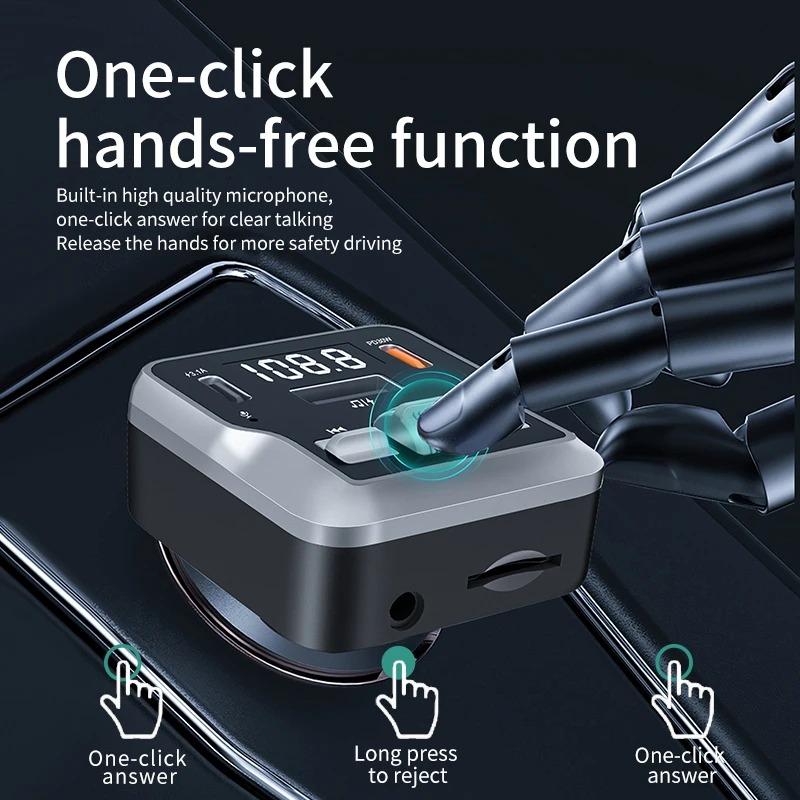 NEW Car FM Transmitter MP3 Aux Music Player Bluetooth 5.3 Handsfree With 30W PD Type-C USB Quick Charge Adapter for Car