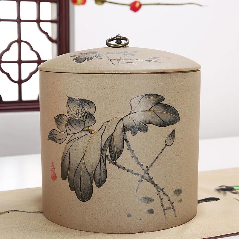 Retro Chinese Ceramic Tea Jar Household Sealed Tea Storage Jar Facial Mask Powder Can Used for Storing Kitchen Spices
