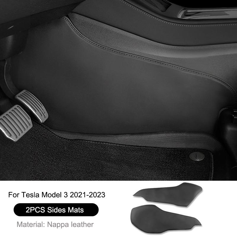 For Tesla Model 3 Highland Central Control Side Defense Kick Pad Nappa Leather Model Y 2023 Right Rudder Protective Foot Pad