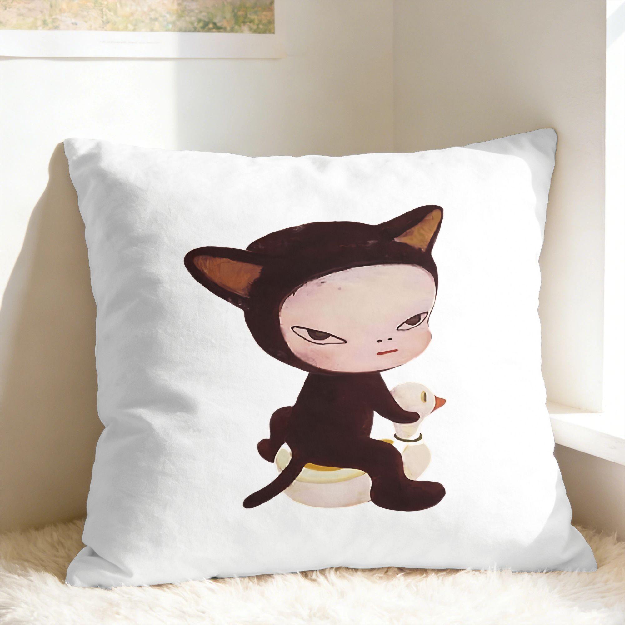 Y-Yoshitomo Nara Pillow Case Square Pillow Cover Novelty Cushion Cover For Living Room Sofa 40x40cm