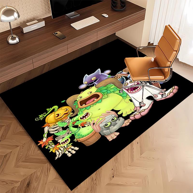 1pc My Singing Monsters Print Area Rug - Soft, Washable Non-Slip Indoor Mat, Living Room, Home Office Decorative Rug,Office Decorative
