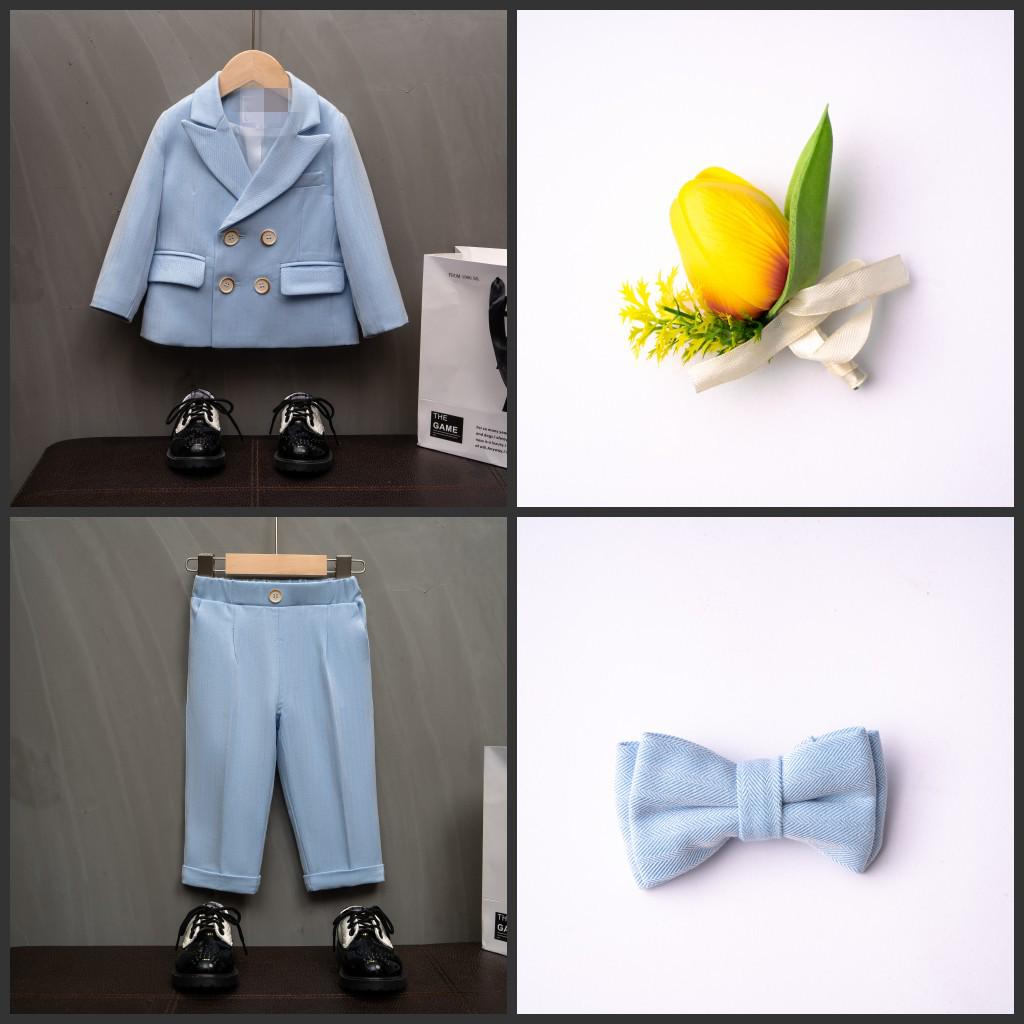 Traje de Florista Estilo Britânico Outono/Inverno para Bebês de 1 Ano - Roupa de Aniversário e Casamento