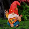 Fantasievolle Hippie-Gitarre Zwergstatue - Bunter Harz-Hofzwerg Geeignet für Außen- und Heimdekoration
