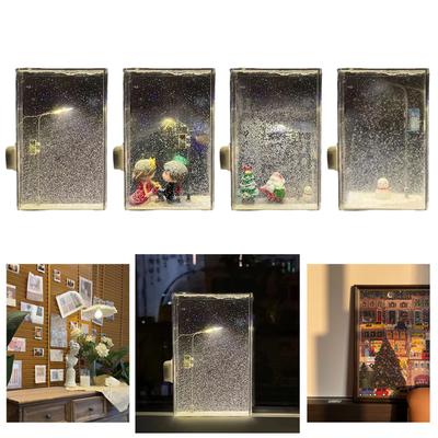 Schneebedeckte Lampe Materialpaket Schneelandschaft Nachtlicht Dekorativ Schneebedeckte Nacht Straßenlaterne Handgefertigtes Weihnachtslicht für Kinder Erwachsene