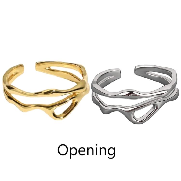 Curved Double Line Rings Adjustable Geometric Rings Unisex Female Rings Jewelry