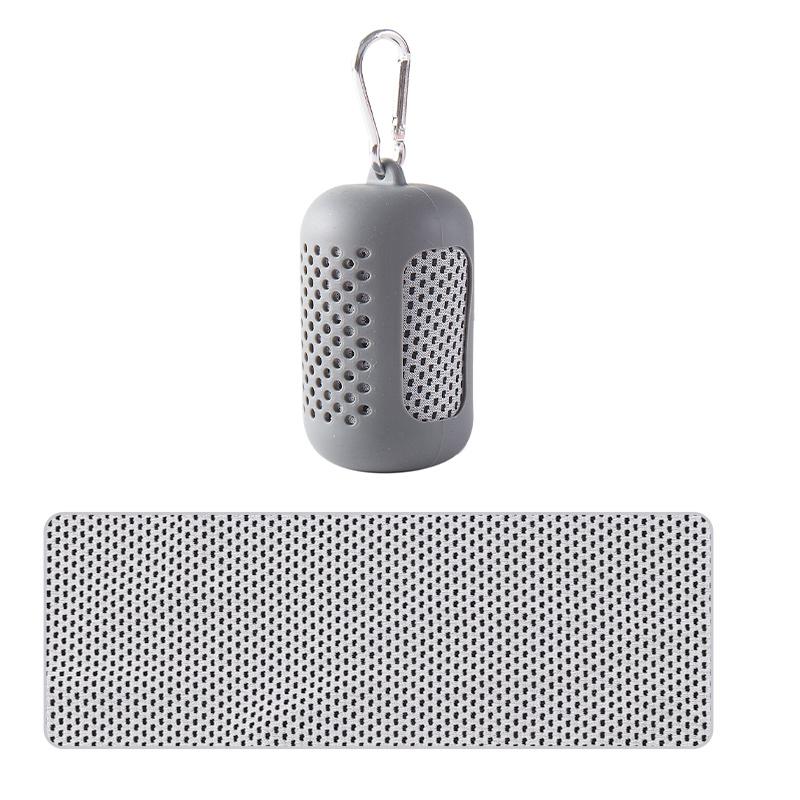 Toalla Fría Portátil Circular Envuelta en Silicona Toalla Refrescante Toallas de Fibra de Poliéster de Secado Rápido Accesorios de Playa Deporte Fitness