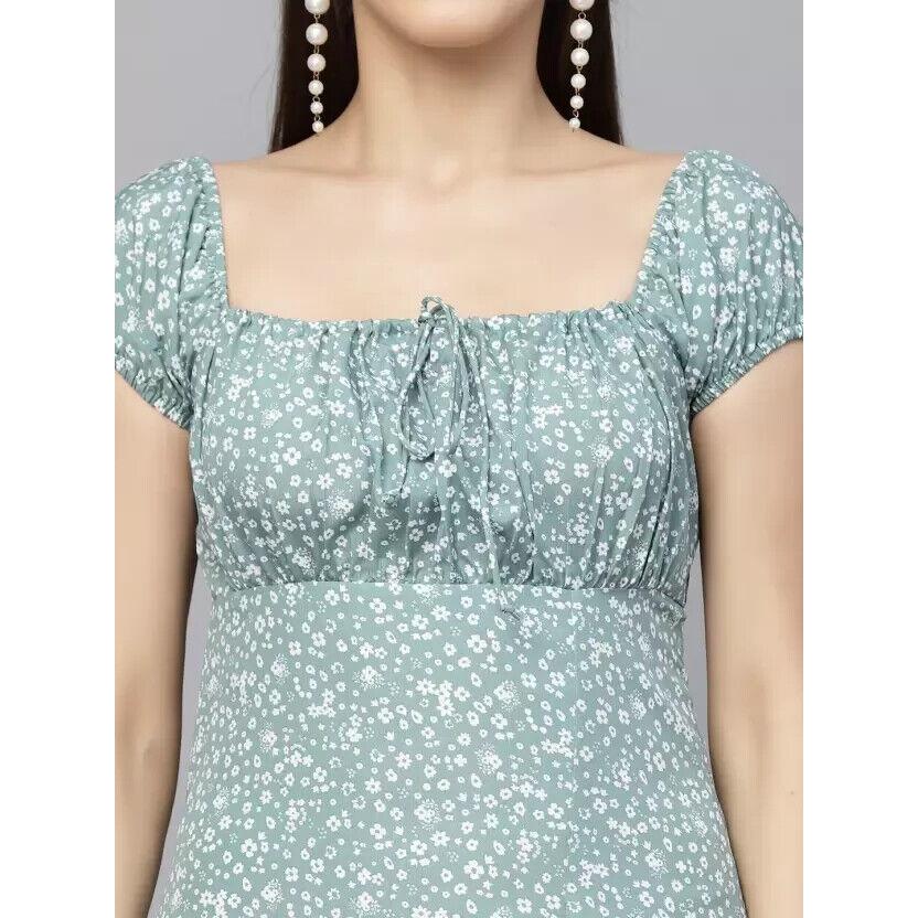 Women's A-line Floral Print Maroon, White Dress Top Tunic Crepe Western Dress VF-1805