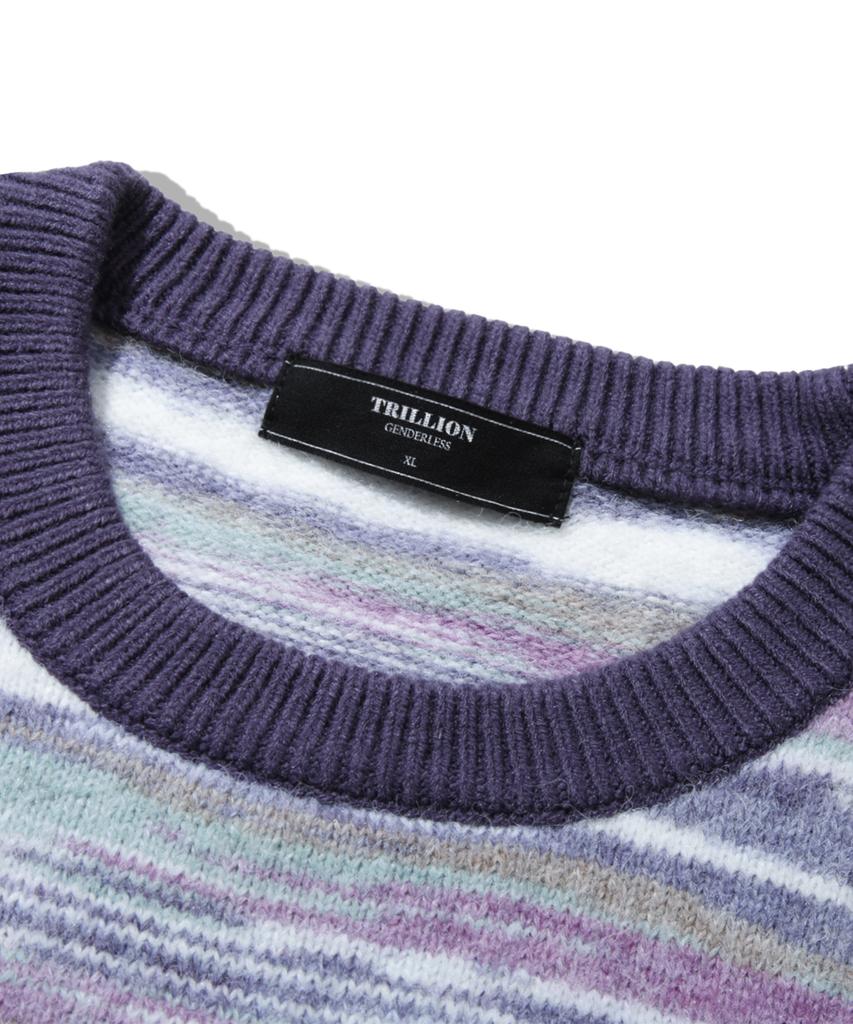 TRILLION Washable Multi-Color Gradient Crew Neck Knit_Purple