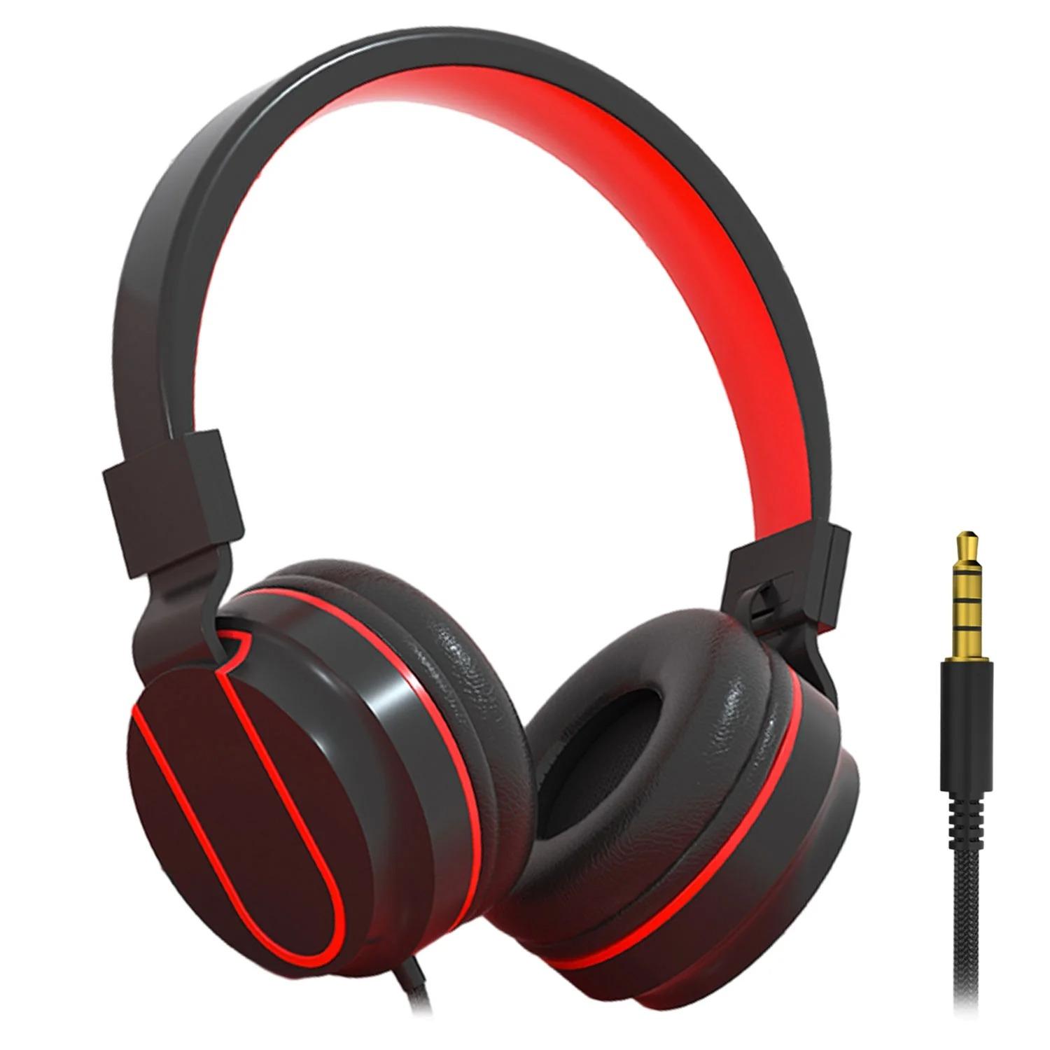 

Проводные наушники для школы, HD-микрофон, стереозвук, складные наушники для онлайн-обучения, проводная гарнитура с разъемом 3,5 мм для ПК, телефонов, планшетов и т. д. Wire length: 120cm красный