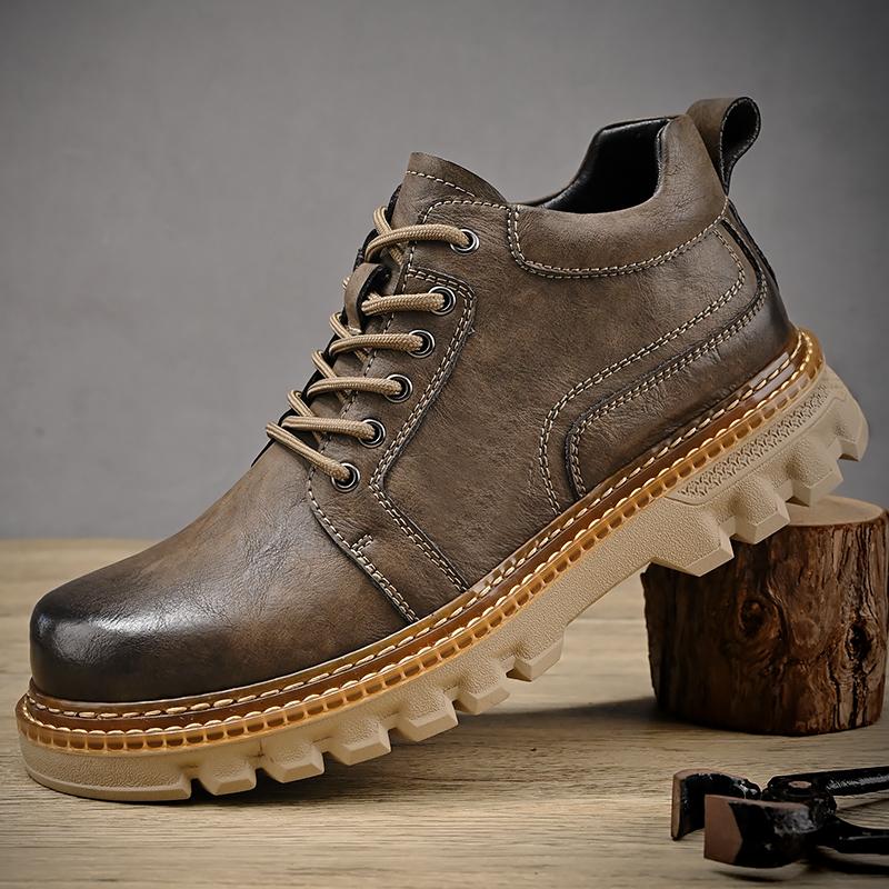 Men's Genuine Leather Retro Large Size Ultra-light Handmade Casual Shoes Men's High-top Ankle Boots
