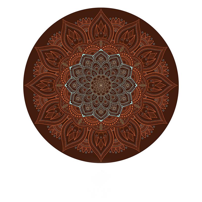 Tappeto Rotondo Boemia Soggiorno Geometrico Etnico Fiori Camera da Letto Antiscivolo Vintage Tappetino da Pavimento Decorazione Casa