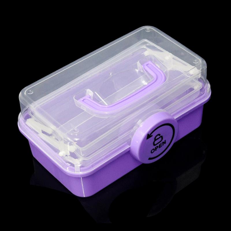 1Pc Children'S Hair Accessory Storage Box With Three Layers And Foldable Hand-Held Accessories Desktop Storage Box Nail Art Box