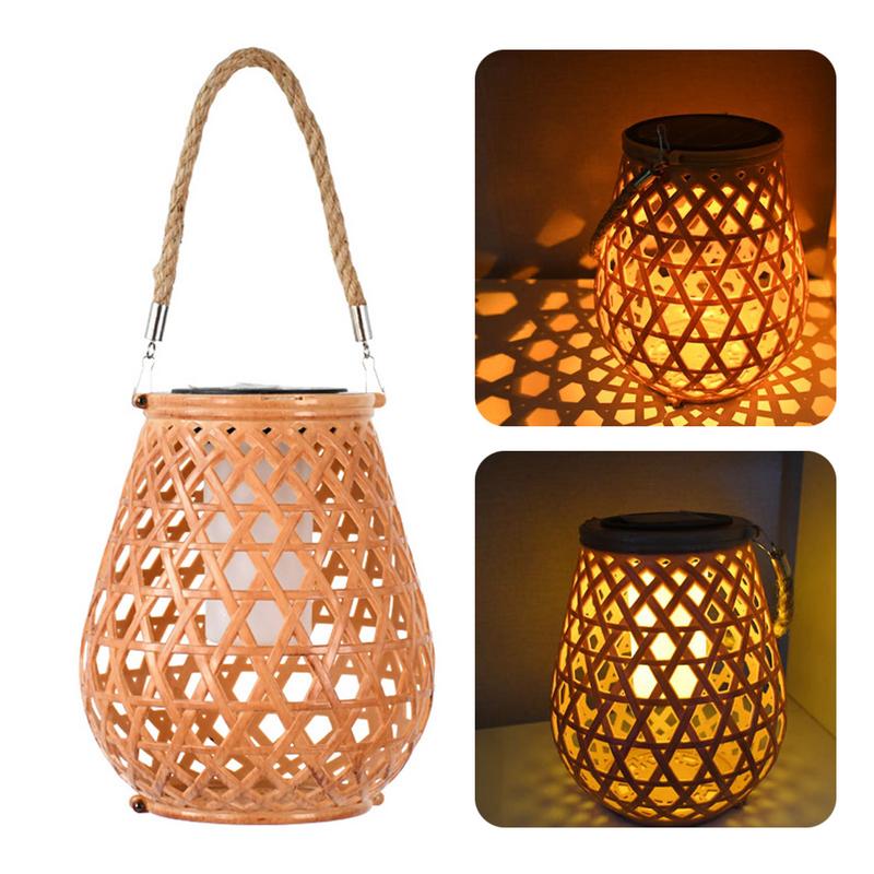 Outdoor Solar Lantern Lights Patio Handled Solar Lantern Outdoor Lights Rattan Art Chinese Retro Fashion Landscape Lighting For China Mainland