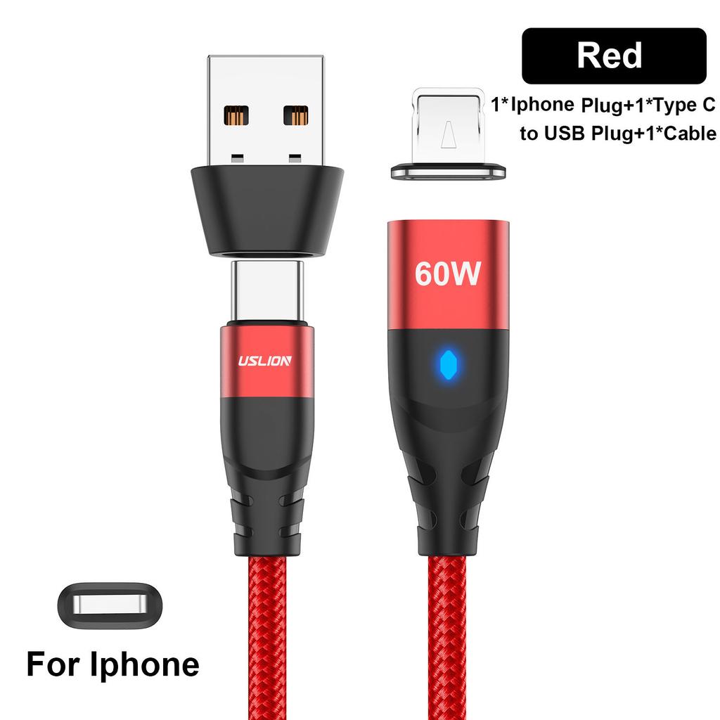 2 In 1 PD 60W Fast Charger Cable USB C To Type C Micro Magnetic Data Cord for iPhone 13 Pro Max Xiaomi 12 Samsung Poco X4
