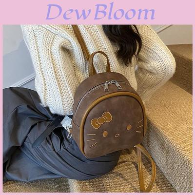 Hello Kitty Cartoon Backpack With Breathable Cotton Corduroy For Casual Daily Use