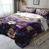 3pcs Purple 3D Floral and Butterfly Lavender Plant Duvet Cover Set - Includes 1 Duvet Cover and 2 Pillowcases