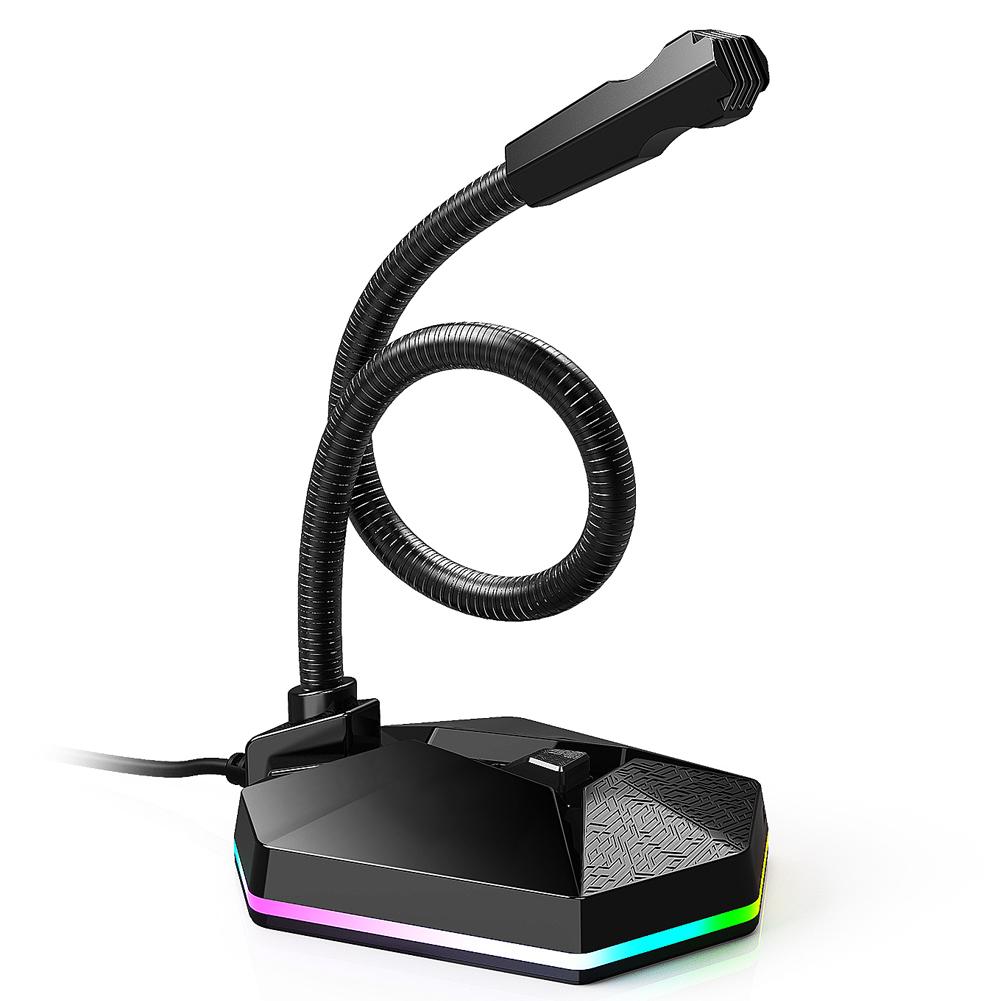Computer Microphone RGB USB Bendable 360 Degree Omnidirectionnel Drive Free PC Desktop Mike