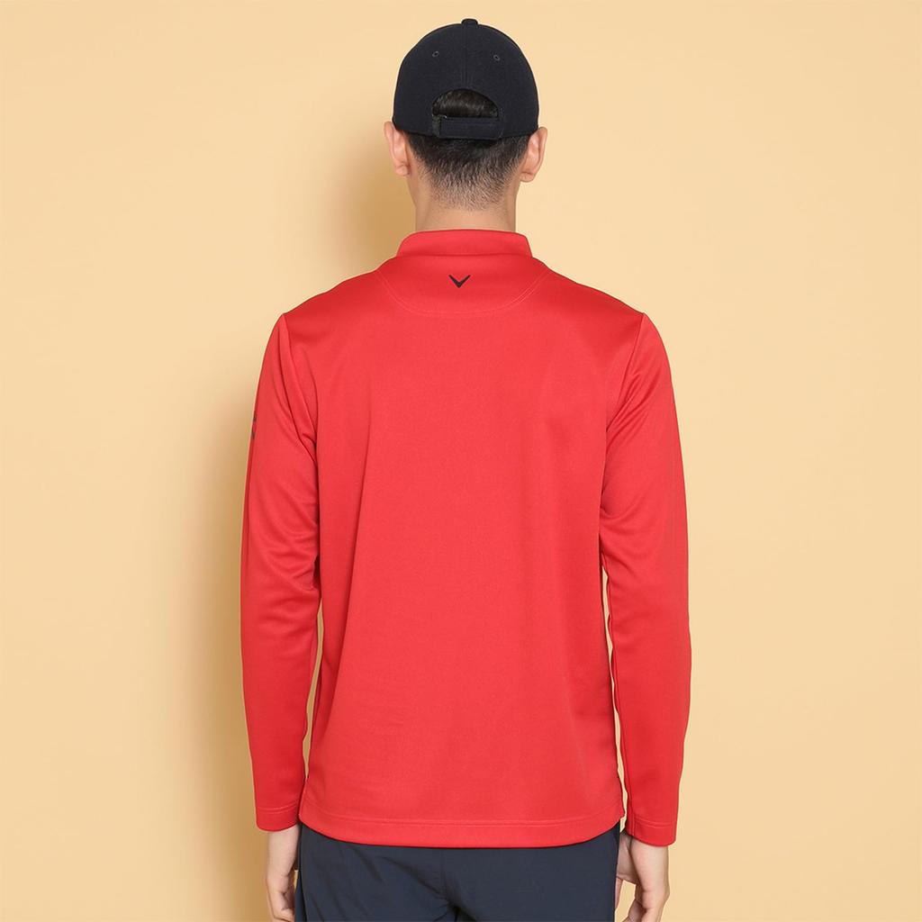 Callaway Men's Long Sleeve Mock Neck Shirt (Stretchable, UV Protection) / Golf Undershirt / C24233102 1100_Red LL
