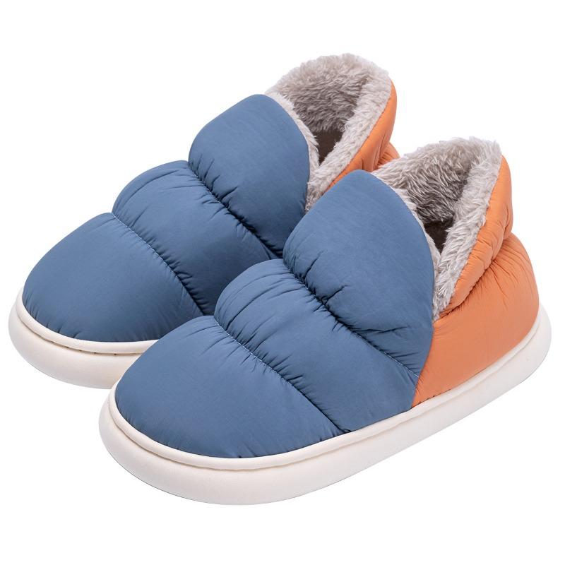 Waterproof Cotton Slippers Men's Indoor Home New Couple Non-slip Warm Bag and Down Cloth Cotton Drag Women's Winter