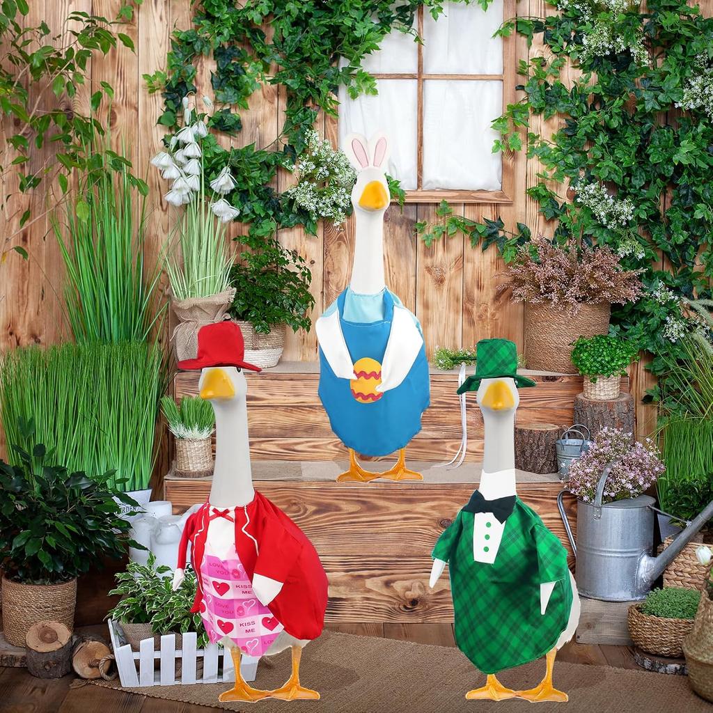 3 Pcs St. Patrick's Day Goose Outfits Valentine's Day Goose Costume Cute Easter Goose Clothes Porch Goose Outfits