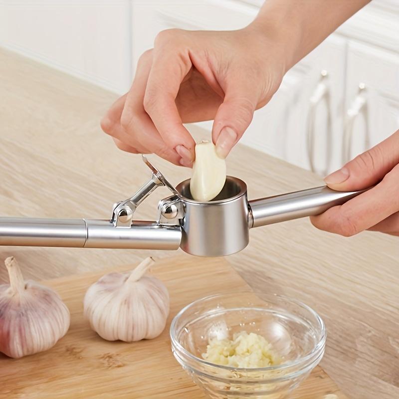 Stainless Steel Garlic Press Manual Garlic Crusher Handheld Garlic Mincer Kitchen Tool with Ergonomic Handle and Easy Clean Design